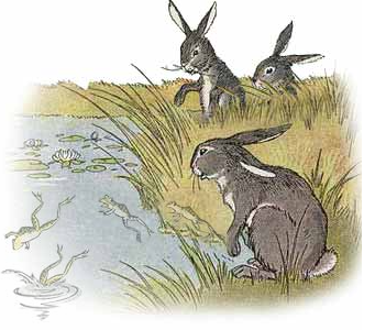 The Hares and the Frogs (Milo Winter)
