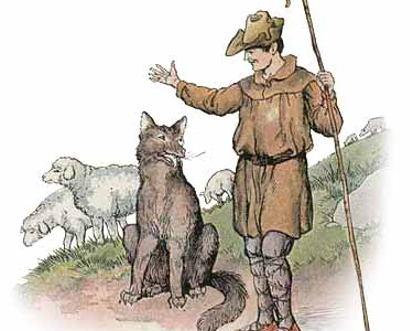 The Wolf and the Shepherd (Milo Winter)